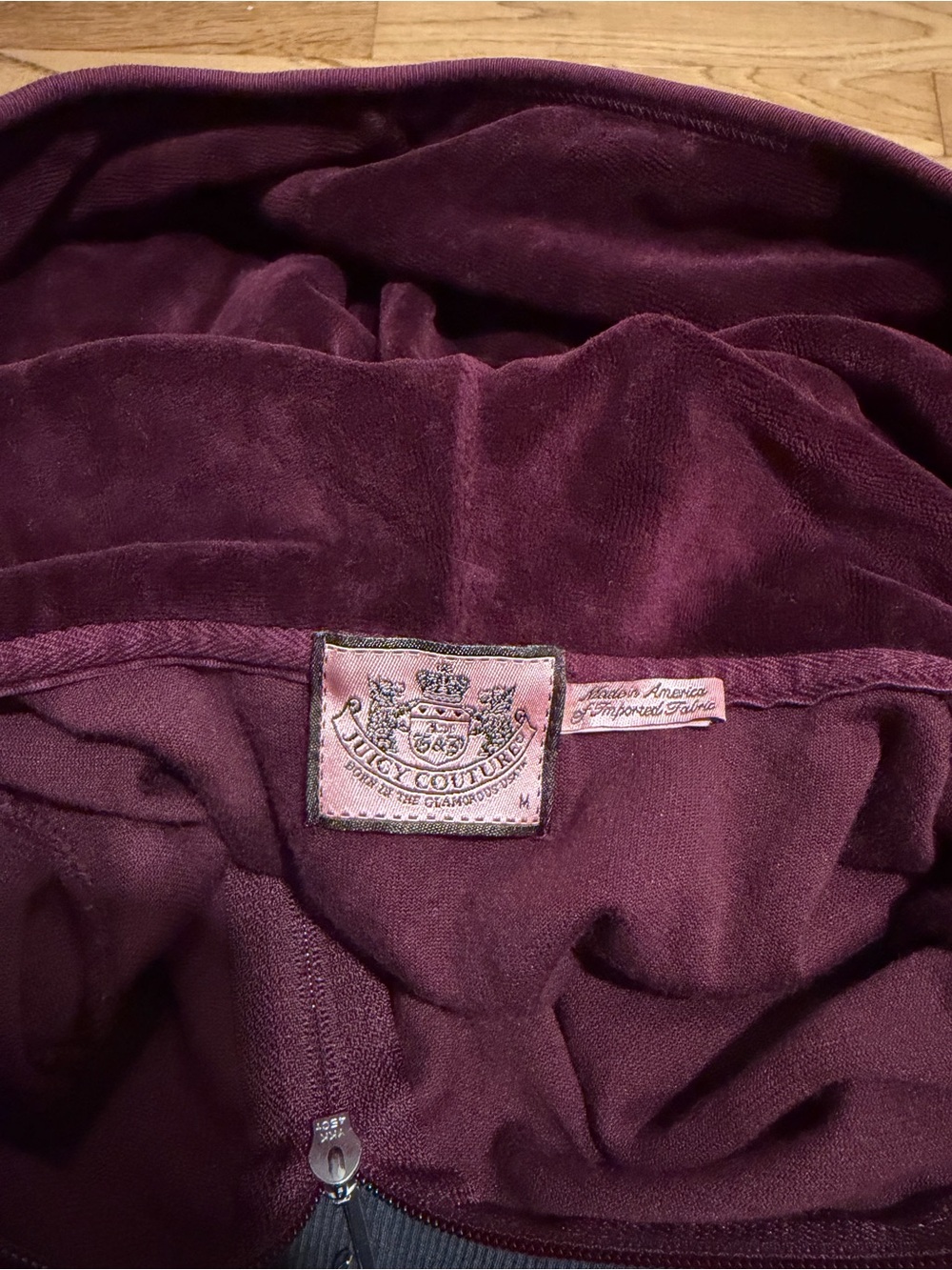Juicy Couture Wine Velvet Zip-Up Hoodie - Picture 4 of 4
